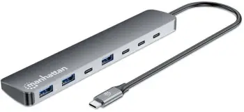 Hub USB C Manhattan 7 porta, 10 Gbps, Power Delivery 100W, gri