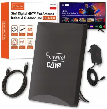 Antena televizive Zenwire HDAT80, DVB T2 HEVC, 2in1 brenda jashtë, e zezë