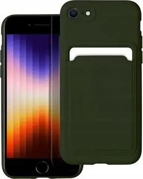 Mbulesë telefoni Forcell për iPhone SE 2022 2020 8 7, silikon i butë, mbajtëse kartash, jeshile e errët