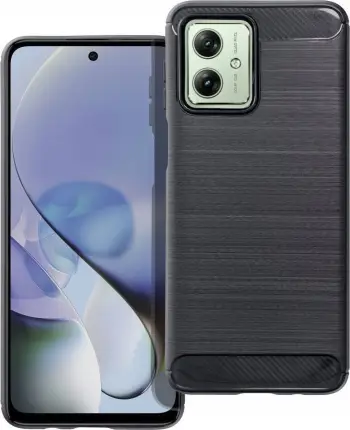 Mbulesë karboni për telefon Motorola G54, gomë kundër goditjeve, e zezë