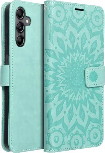 Futrolla OEM MEZZO Book Case për Samsung Galaxy A25 5G, magnetike, me xhepa për karta, jeshile Mandala