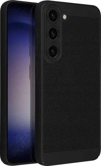 Këllëf telefoni Breezy për Samsung Galaxy A55 5G, plastik, ajrosës, i zi