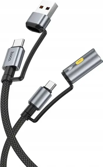 Kabllo Hoco All in one USB A Type C në Type C, 60W 3A, 1.2m, gri