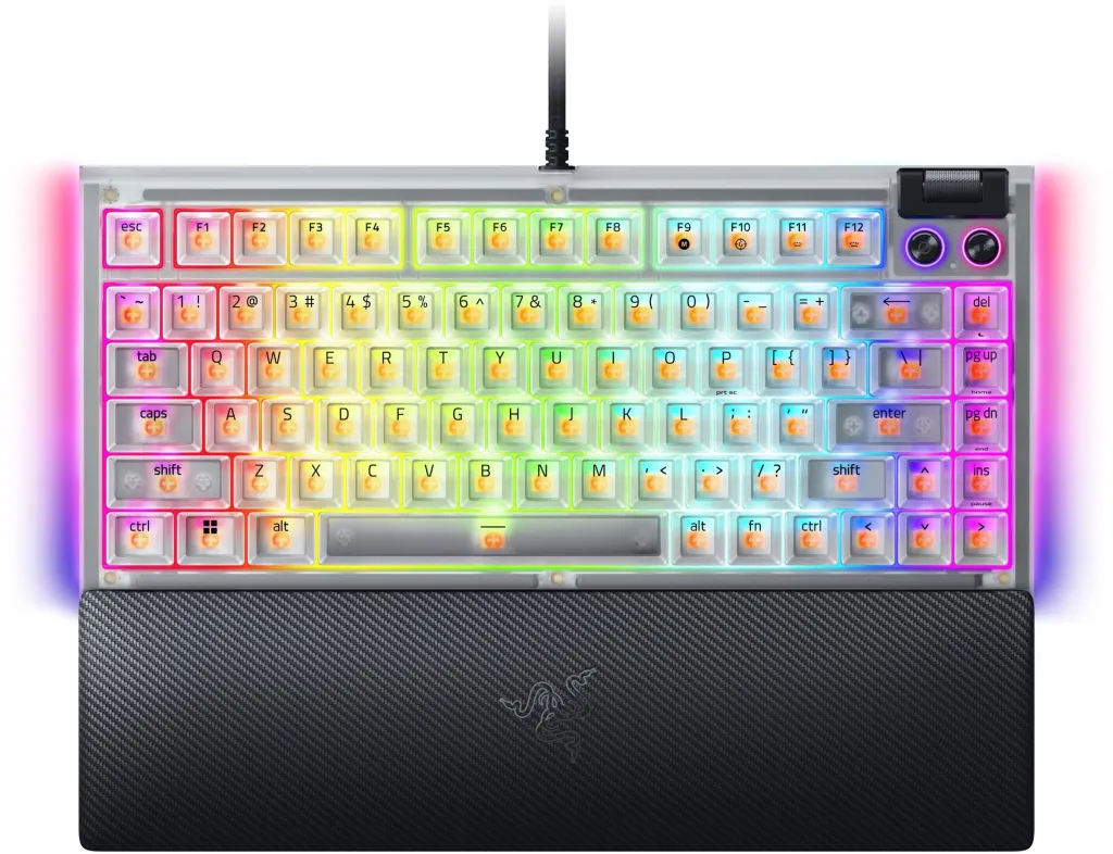 Tastierë Razer BlackWidow V4 75%, mekanike, layout US, e bardhë - 1