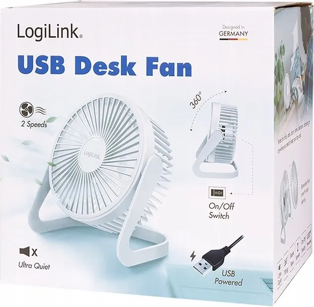 Ventilator tavoline LogiLink USB, 6", i bardhë - 5