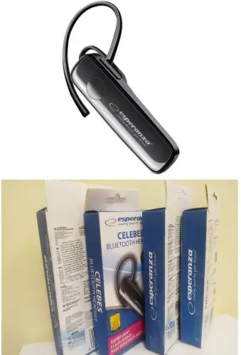 Kufje Bluetooth Esperanza EH184K, in ear, wireless, e zezë