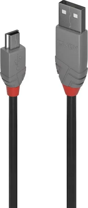 Kabllo USB Lindy 36720, USB 2.0 A në Mini-B, 480 Mbps, e zezë