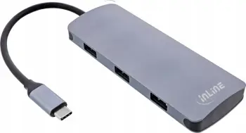 Hub USB InLine USB 3.2 Gen 2, 4x USB C, 3x USB A, PD 100W, gri