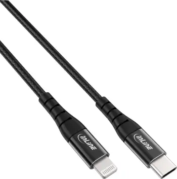 Kabllo InLine USB C Lightning, 2m, MFi, e zezë alumini