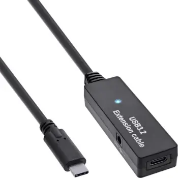 Kabllo zgjatëse aktive InLine USB 3.2 Gen 1, USB C në USB C, 15m, e zezë