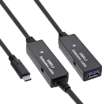 Kabllo zgjatëse USB InLine USB 3.2 Gen 1, USB C në USB A, 5 Gb/s, 15 m, e zezë