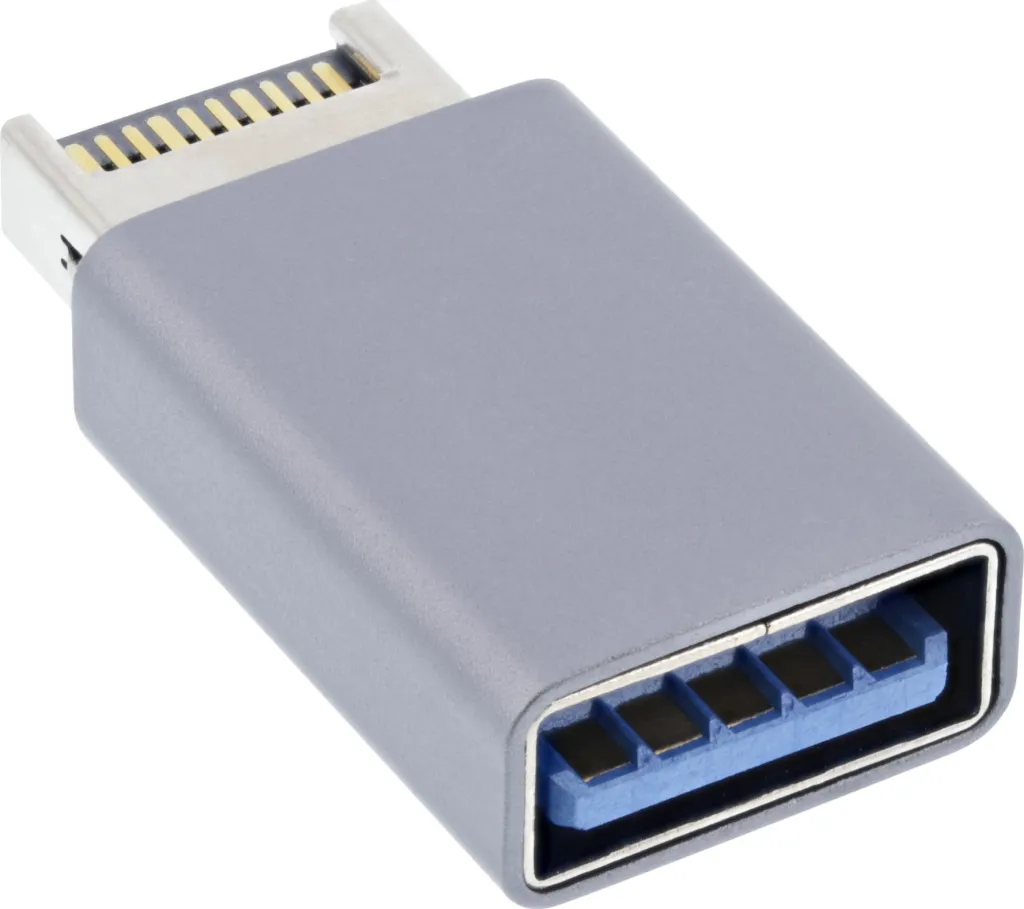 Adaptuer USB InLine USB 3.2, Type E në USB A, 10 Gb/s, i zi - 1
