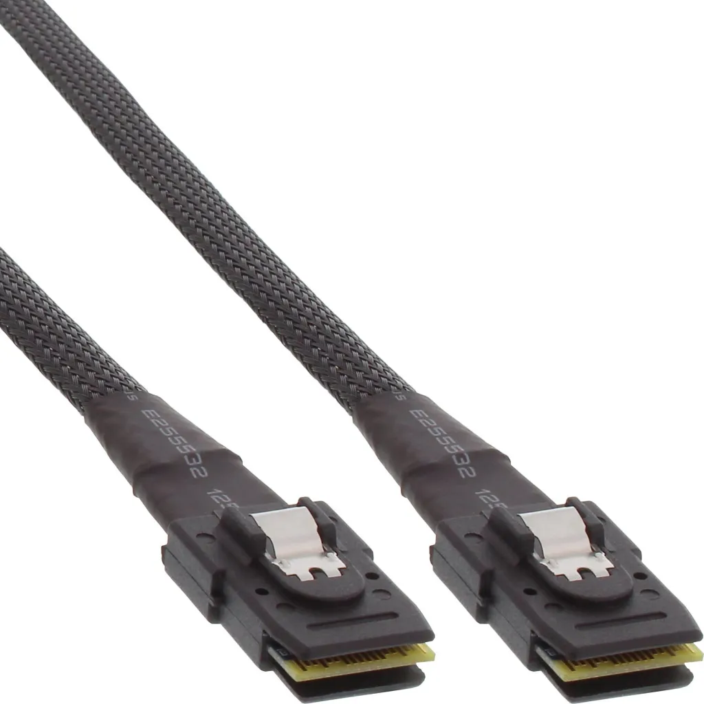 Kabllo interne SAS INLINE, Mini SAS SFF-8087 në SFF-8087, 75 cm, e zezë - 1