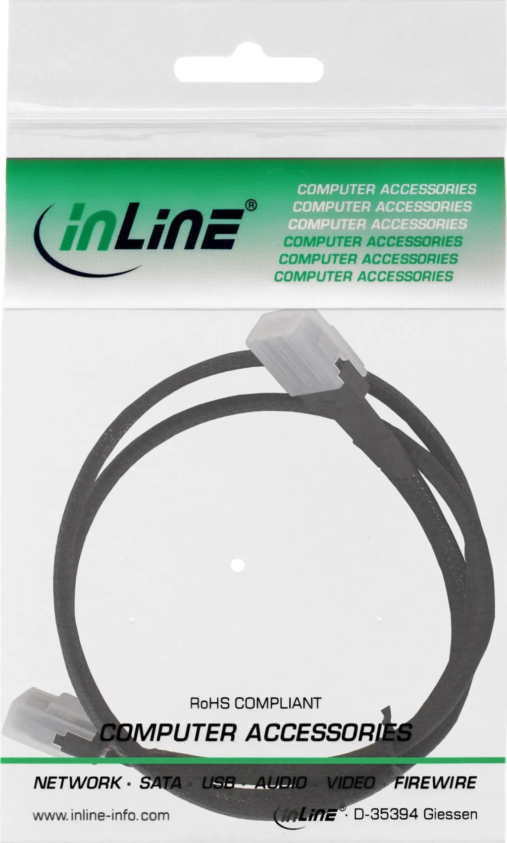 Kabllo interne SAS INLINE, Mini SAS SFF-8087 në SFF-8087, 75 cm, e zezë - 2