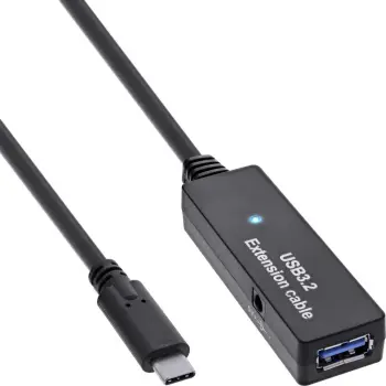Kabllo zgjatëse aktive InLine USB 3.2 Gen 1, USB C në USB A, 5 Gb/s, e zezë