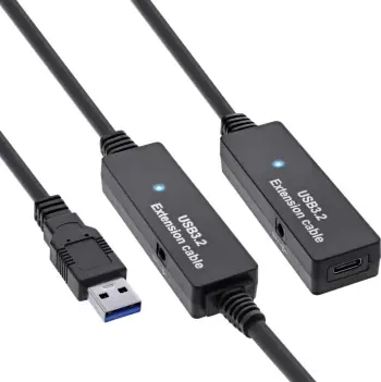 Kabllo zgjatuese aktive InLine USB 3.2 Gen 1, 15m, USB A në USB C, e zezë