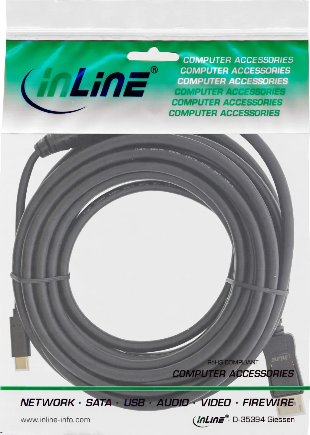 Kabllo InLine USB Type C në DisplayPort, 4K 60Hz, 7.5m, e zezë - 3