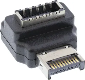 Adapter i brendshëm InLine USB 3.2, USB E plug në USB E socket, kënd 90°