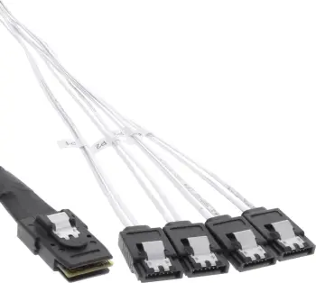 Kabllo e brendshme SAS INLINE Crossover OCF, Mini SAS SFF-8087 në 4x SATA, 1 m, e zezë