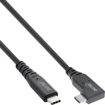 Kabllo USB4 InLine, USB C me kënd, PD 240W, 8K 60Hz, 1.5m, e zezë