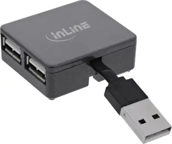 Hub USB InLine 2.0, 4 porta USB A, kabllo 4cm, i zi