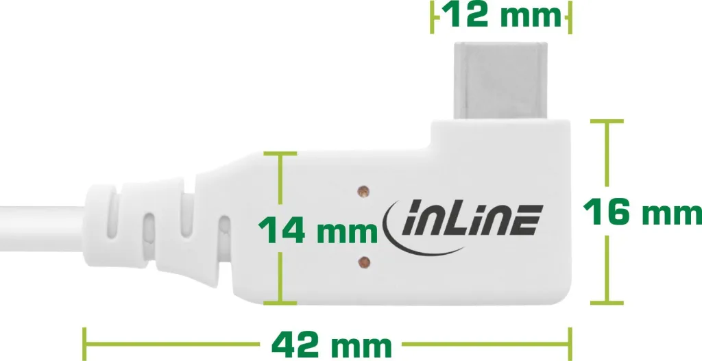 Kabllo USB InLine USB4, USB C me kënd, PD 240W, 1m, e bardhë - 2