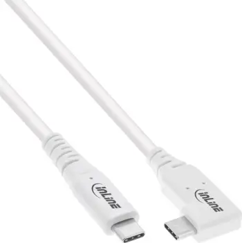 Kabllo USB InLine USB4, USB C me kënd, PD 240W, 1m, e bardhë