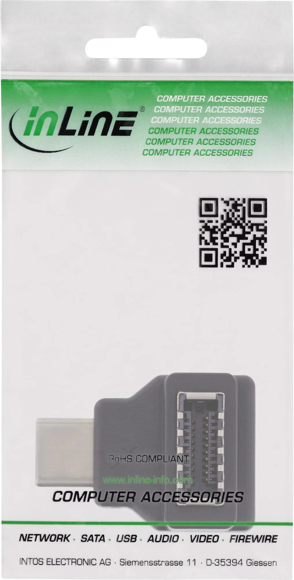 Adapter USB InLine USB 3.2, USB C mashkull në USB E panel i përparmë - 3