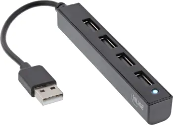 HUB USB InLine 2.0, 4 porta USB A, kabllo 15cm, i zi