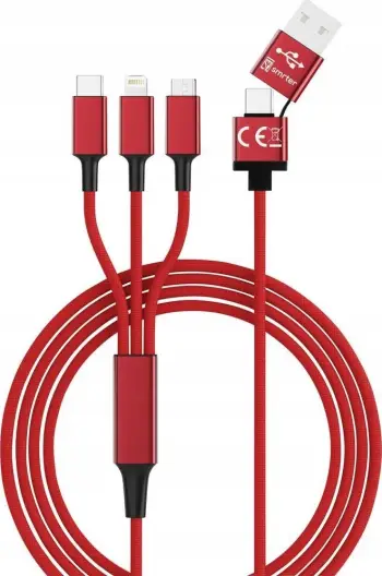 Kabëll karikues Smrter Hydra Ultra 5in1, 120cm, nylon, i kuq