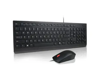 Set tastierë dhe mi Lenovo Essential Wired Combo, me kabllo USB, tastierë madhësi e plotë, i zi