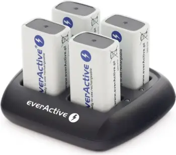 Karikues baterish EverActive NC-109, për 1-4 bateri 9V Ni-MH, gri