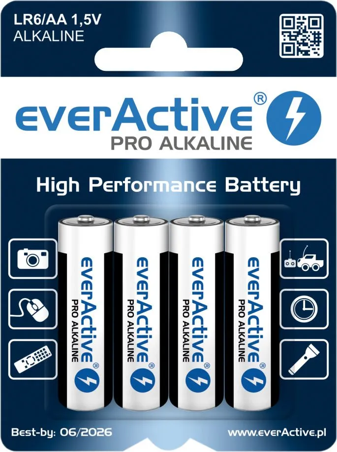 Bateri alkaline EverActive Pro AAA R03, paketim 4 copë - 1