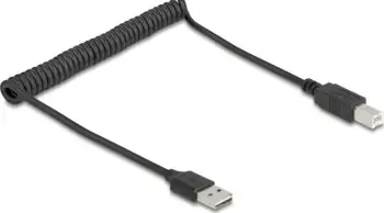 Kabllo USB DeLOCK 90130, USB 2.0 A në B, 0.8 m, i zi