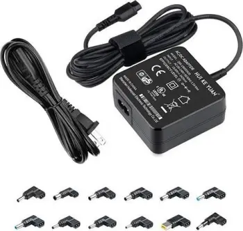 Adaptor universal për notebook, 65W, shumë konektorë, i zi