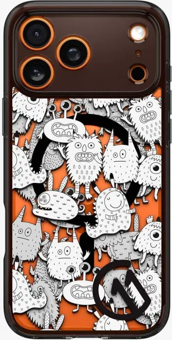 Këllëf telefoni Spigen C11 Inkverse Mag Fit, për iPhone 17 Pro Max, magnetik MagSafe, dizajn me figurina, portokalli