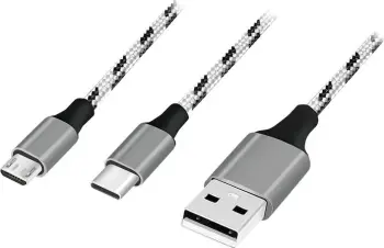 Kabllo USB LogiLink CU0202, USB A në USB C dhe Micro USB, 1.2m, gri
