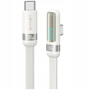 Kabllo karikimi USAMS US-SJ653 USB-C në USB-C, 100W PD, 1.2m, e bardhë
