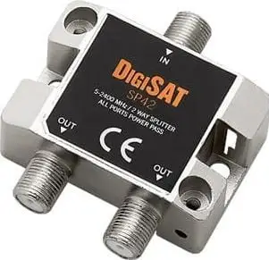 Ndarës antene DigiSat Splitter 2x TV, 2 dalje, lidhës F, gri