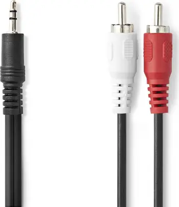 Kabllo audio stereo RCA, 3.5mm në RCA, 1.5m, e zezë