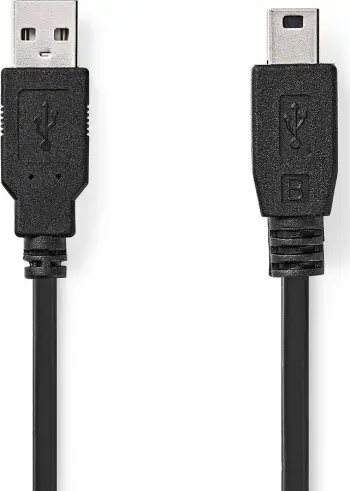 Kabull USB Nedis USB 2.0, USB A në USB Mini B 5 pin, 1m, i zi
