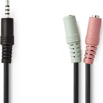 Adapter audio 3.5mm për kufje dhe mikrofon, ndarës, i zi