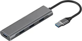 Adapter USB HUB 4 porta USB 3.0, 5Gb/s, alumin, gri
