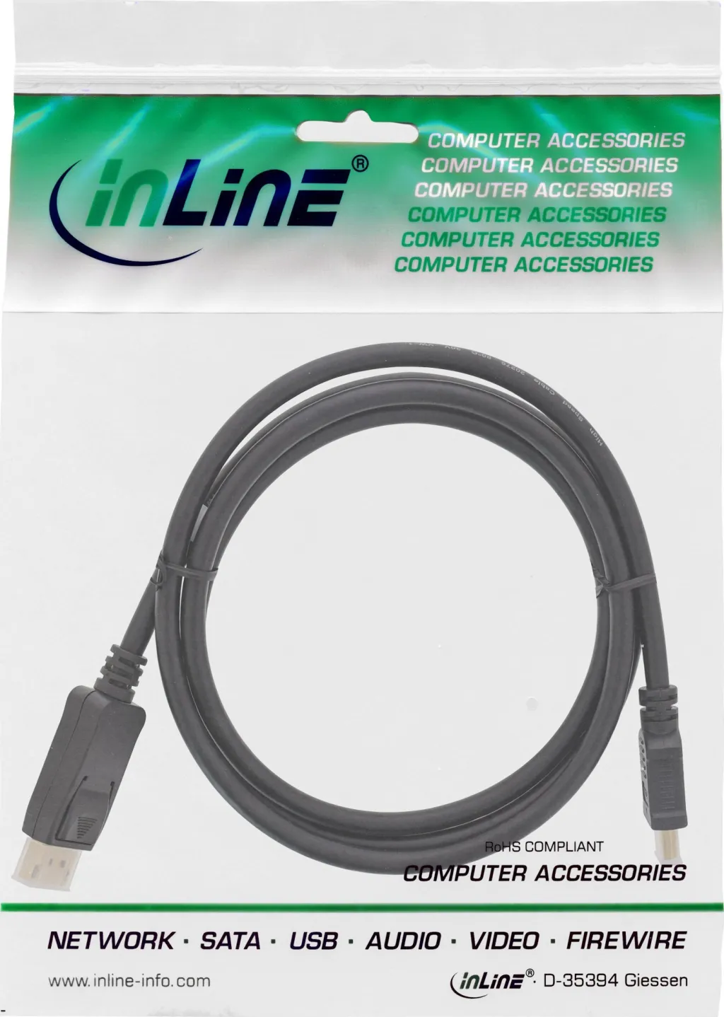 Kabllo konvertuese InLine DisplayPort në HDMI, 7.5m, e zezë - 2