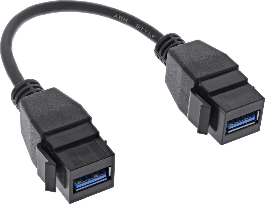 Adapter USB InLine 3.2 Gen1, 2x Keystone USB A, 0.2m, i zi - 1