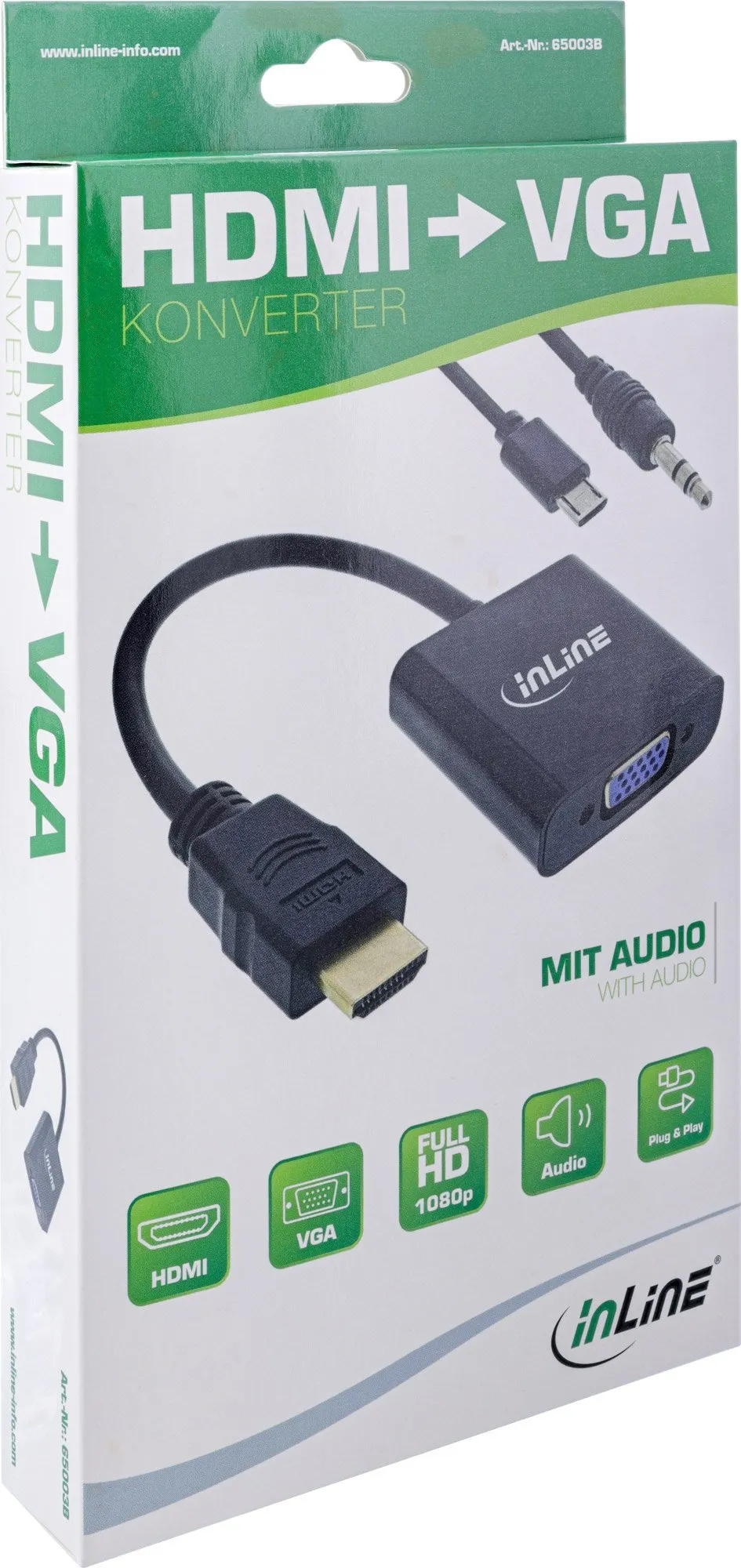 Kabllo konvertuese InLine HDMI në VGA, me audio, e zezë - 4