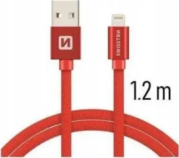 Kabll USB Lightning Swissten Textile 71523206, 1.2m, 3A, i kuq