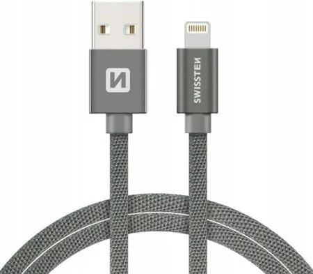 Kabllo karikimi Swissten Textile Fast Charge 3A Lightning, 1.2m, e hirtë - 2