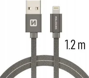 Kabllo karikimi Swissten Textile Fast Charge 3A Lightning, 1.2m, e hirtë - 16