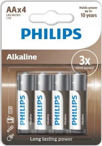 Bateri alkaline Philips AA LR6, paketim 4 copë